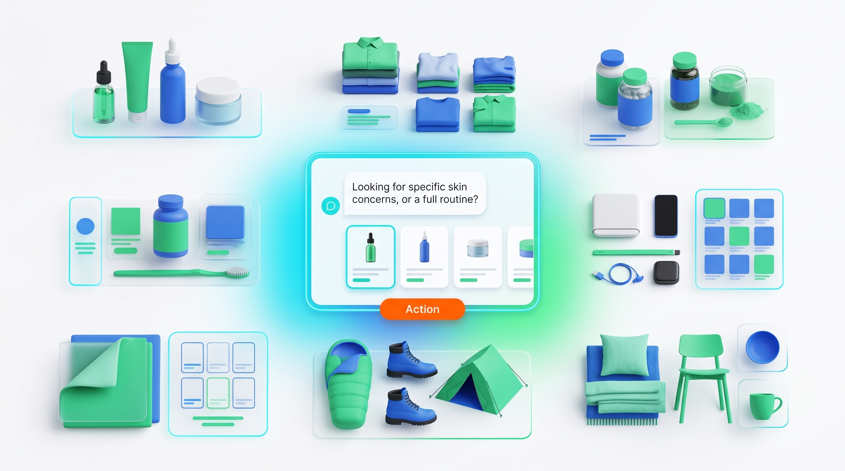AI shopping assistant helping customers in different product categories
